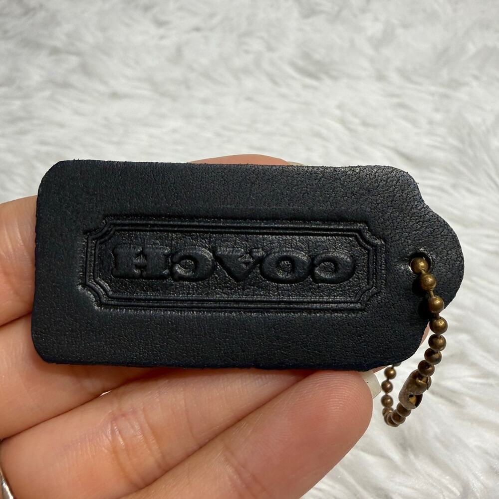 2" Vintage COACH Faded Navy Fob Bag Charm Hang tag Hangtag - Picture 2 of 3